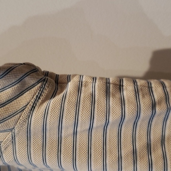 Boss Golf Shirt Men's Beige Blue stripes Size tag missing Polo shirt M - Picture 7 of 12